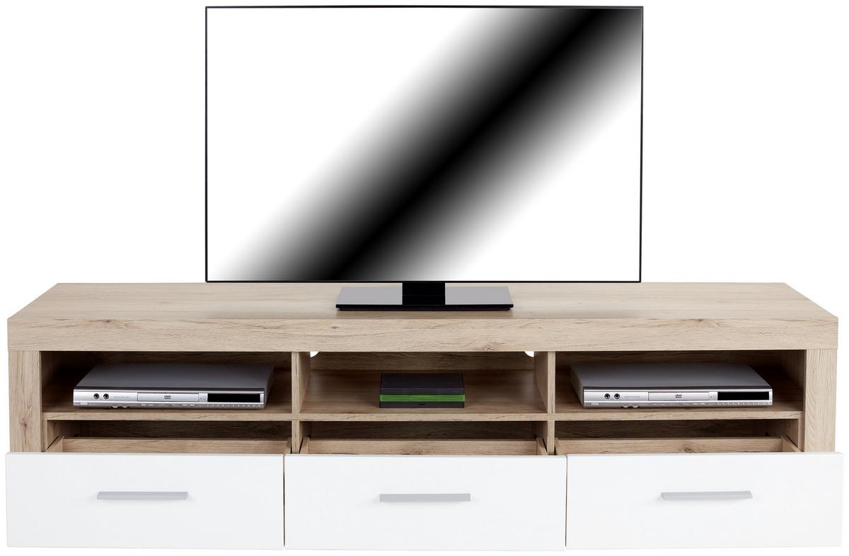 Element TV Malta - alb/culoare lemn stejar, Modern, lemn (185/50/42cm) - Modern Living