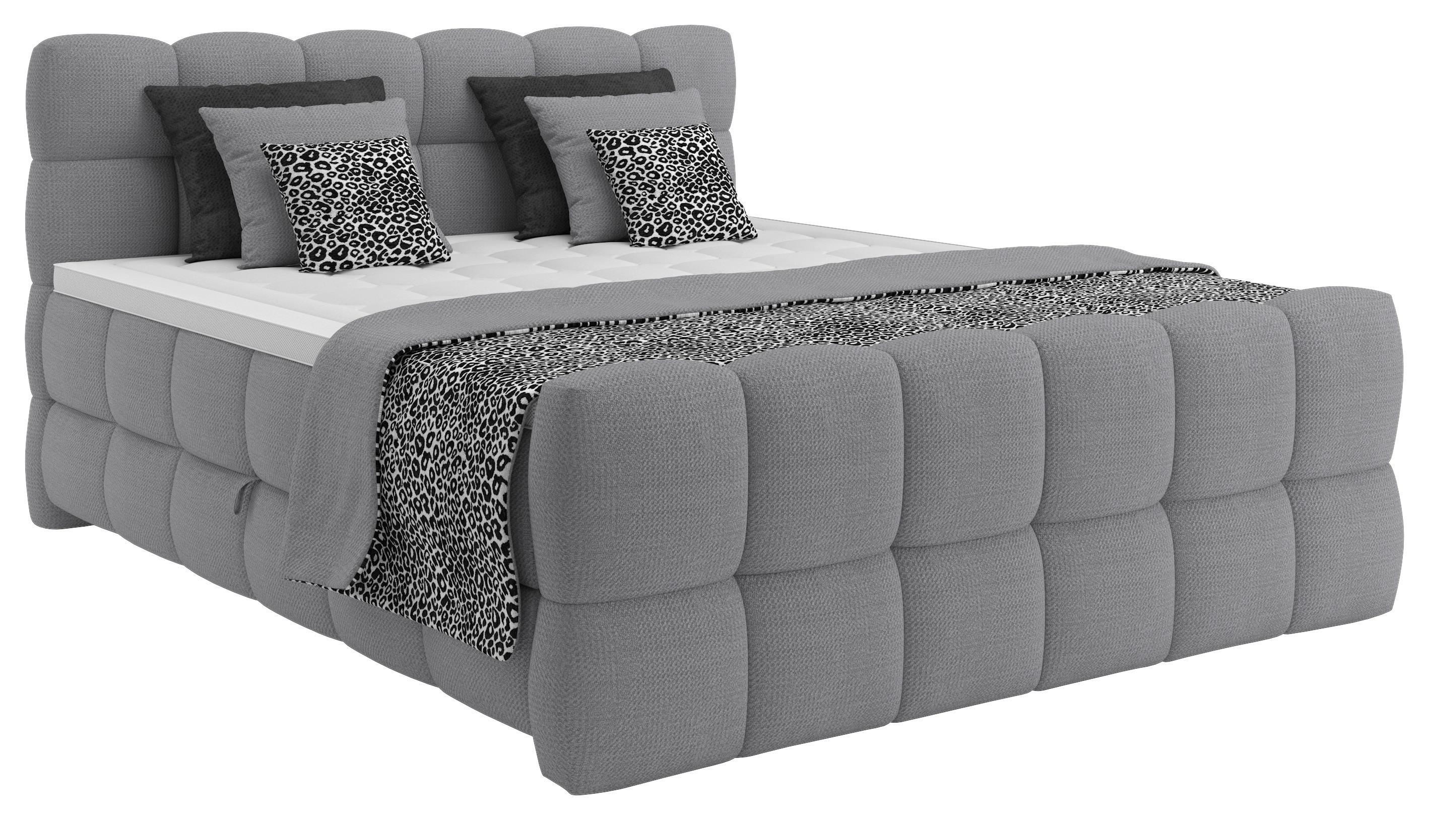 Boxspring Krevet Brisbane - siva/crna, Trend, drvni materijal/drvo (120/200cm) - Premium Living