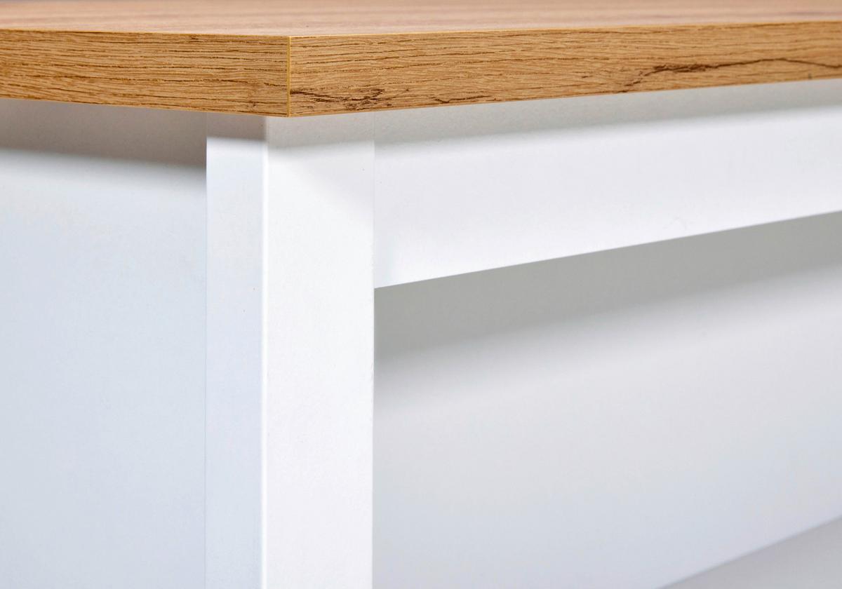 Kücheninsel Sicilia Weiß/Eiche Artisan - Silberfarben/Weiß, ROMANTIK / LANDHAUS, Holzwerkstoff/Metall (124/91/75cm) - Mömax