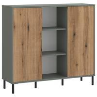 Comodă POZZI - culoare lemn stejar/verde gri, Trend, material pe bază de lemn (111,6/105,2/40cm) - Modern Living