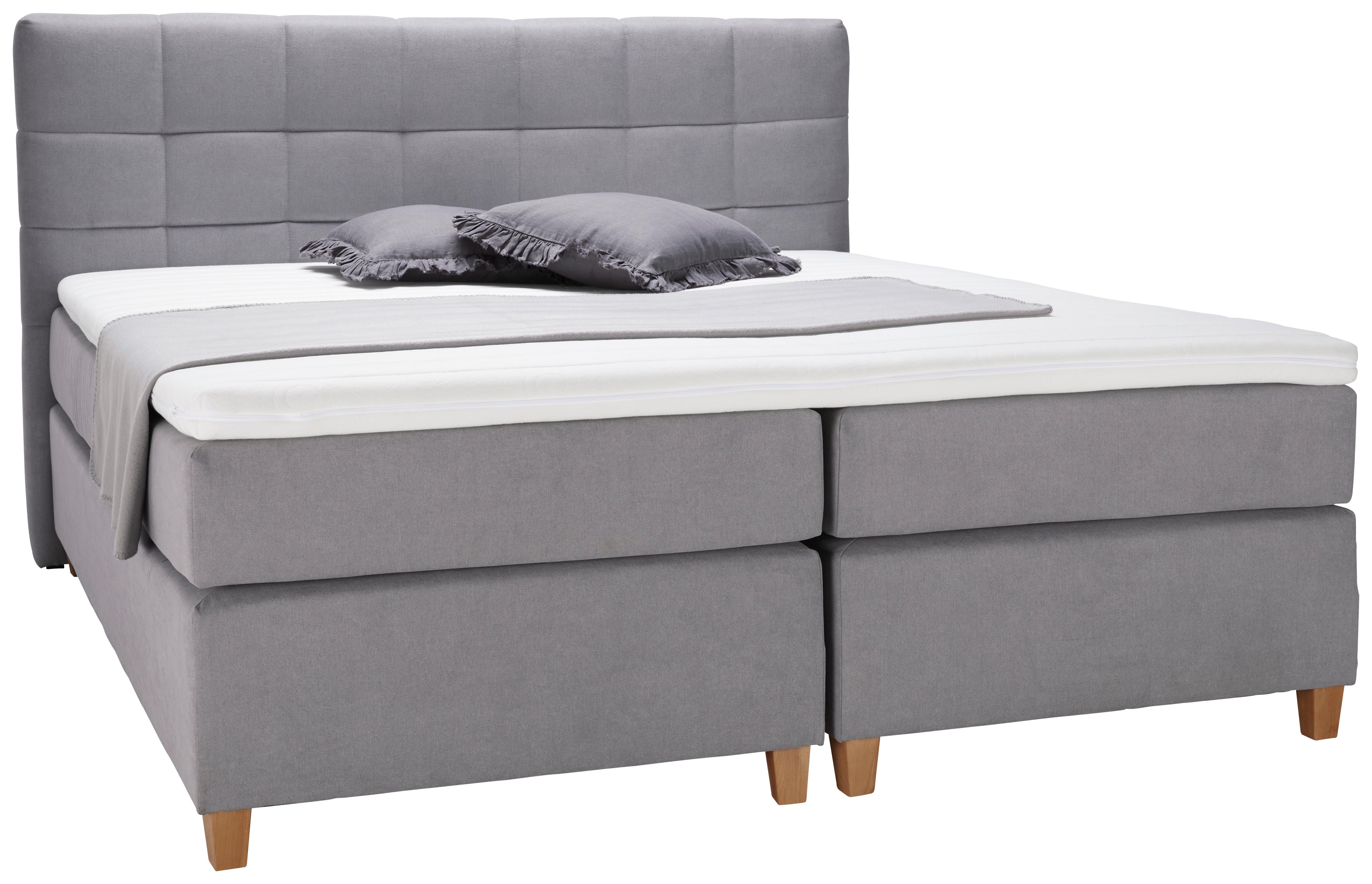 Boxspringbett Jerry ca. 180x200 cm Grau mit Topper - Erlefarben/Grau, MODERN, Holz/Holzwerkstoff (180/200cm) - Bessagi Home