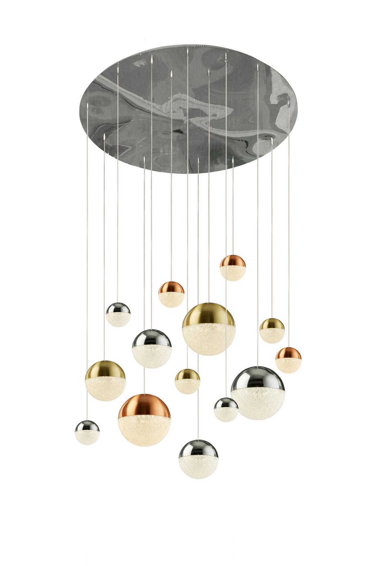 Led Függeszték 4514-14 - krómszínű, Design, üveg/textil (70/300cm)