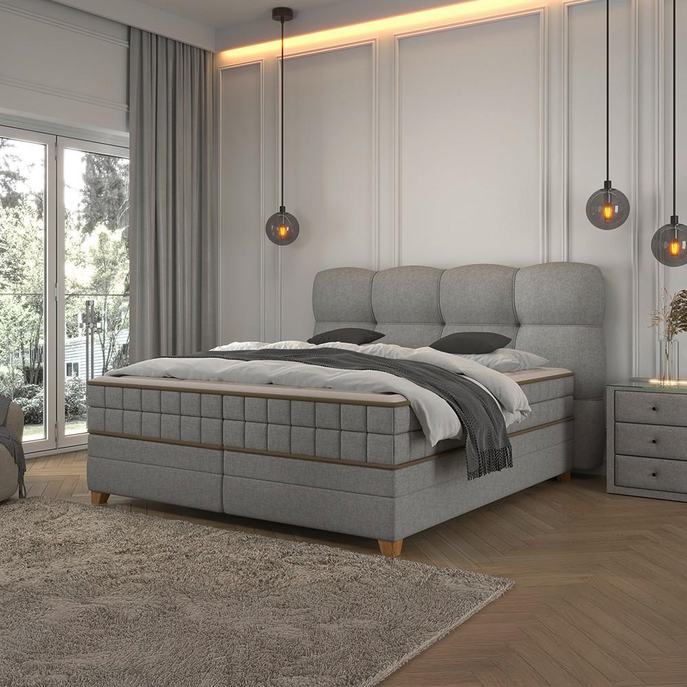 Boxspringbett Bianco Taupe ca. 180x200cm - Taupe, KONVENTIONELL, Holz/Holzwerkstoff (180/200cm) - Premium Living