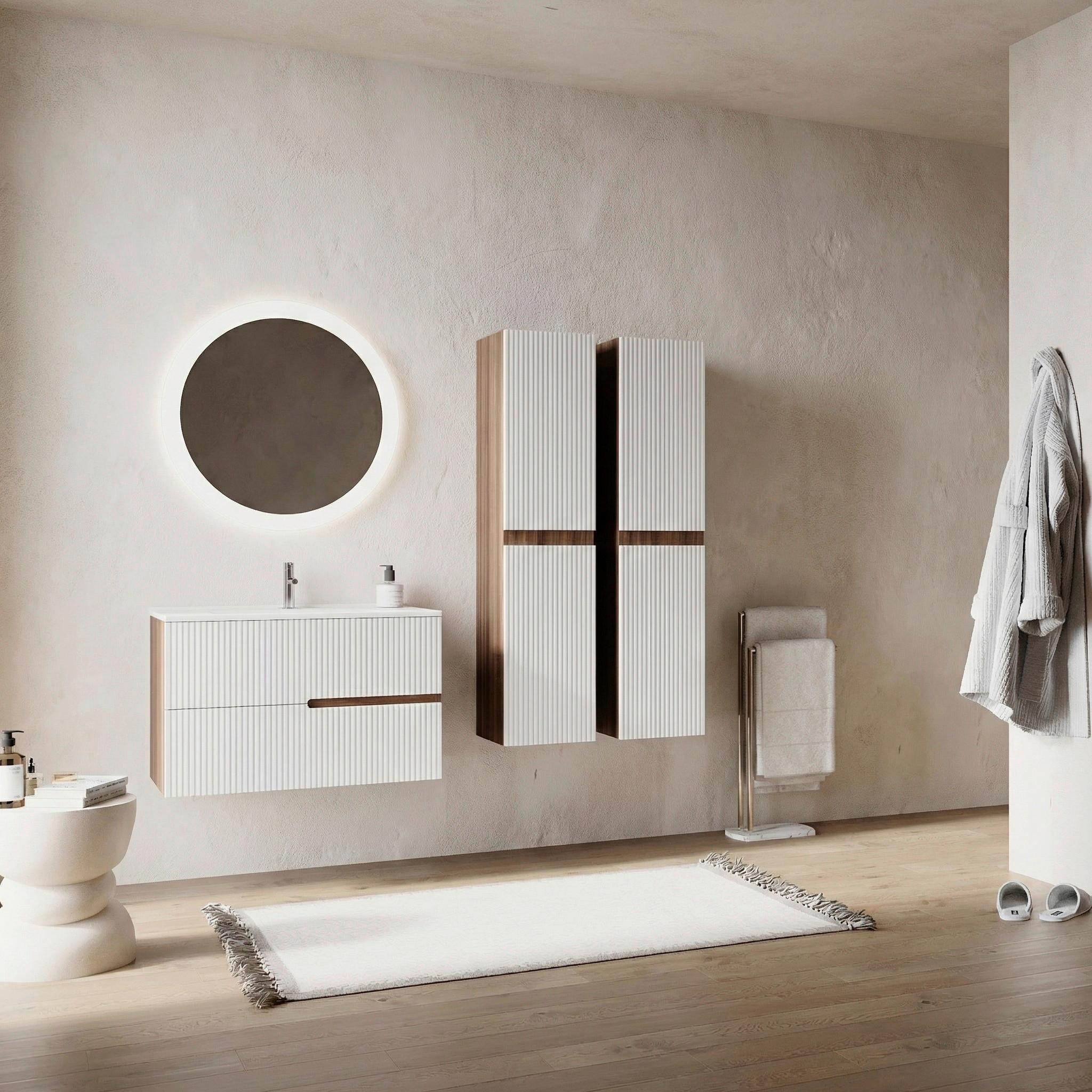 Element Ispod Umivaonika Eva - boje oraha/bijela visoki sjaj, Moderno, drvni materijal (80/51/46cm)