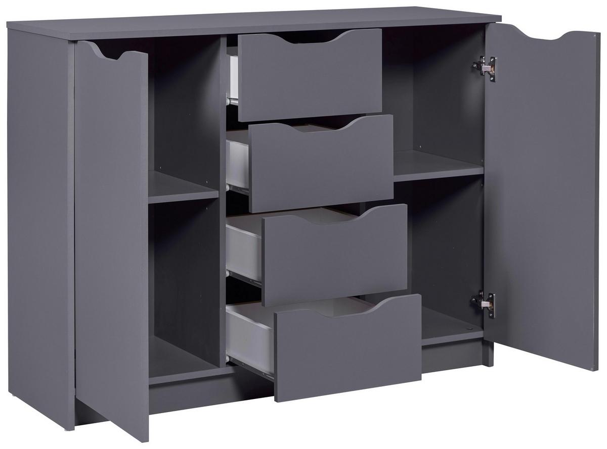 Kommode Silenzia Graphit - Graphitfarben, Design, Holzwerkstoff (112/91/40cm) - Livetastic