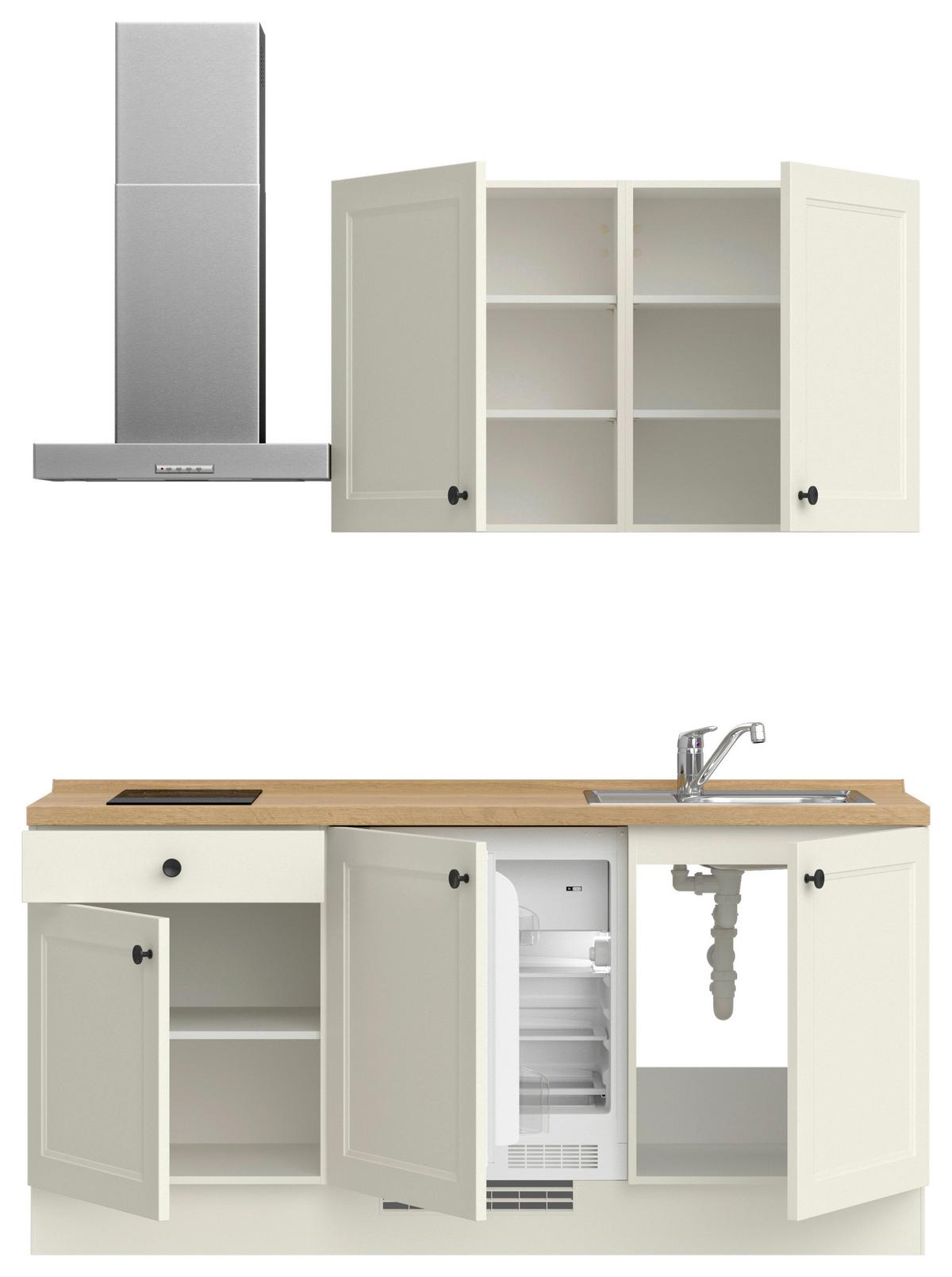 Küchenblock Cascada Low m. Geräten Weiß - Eichefarben/Schwarz, MODERN, Holzwerkstoff/Metall (180cm) - Nobilia