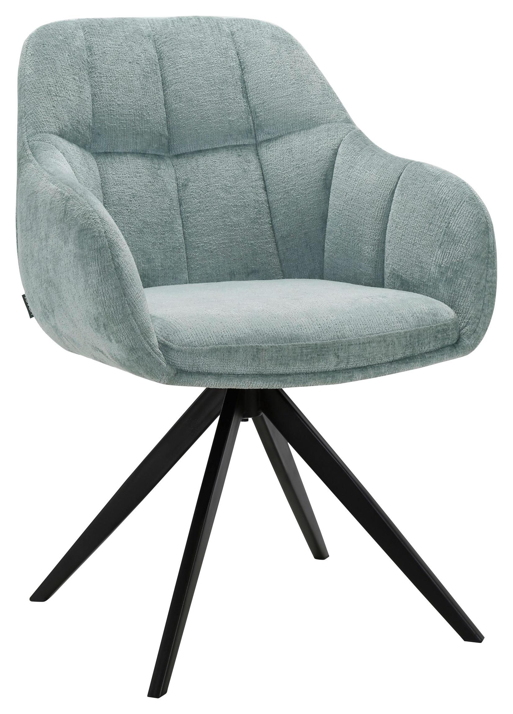 KRZESŁO Z PODŁOKIETNIKAMI MEGAN - czarny/jadeitowa zieleń, Design, metal/tkanina (61/85,5/65,5cm) - Novel