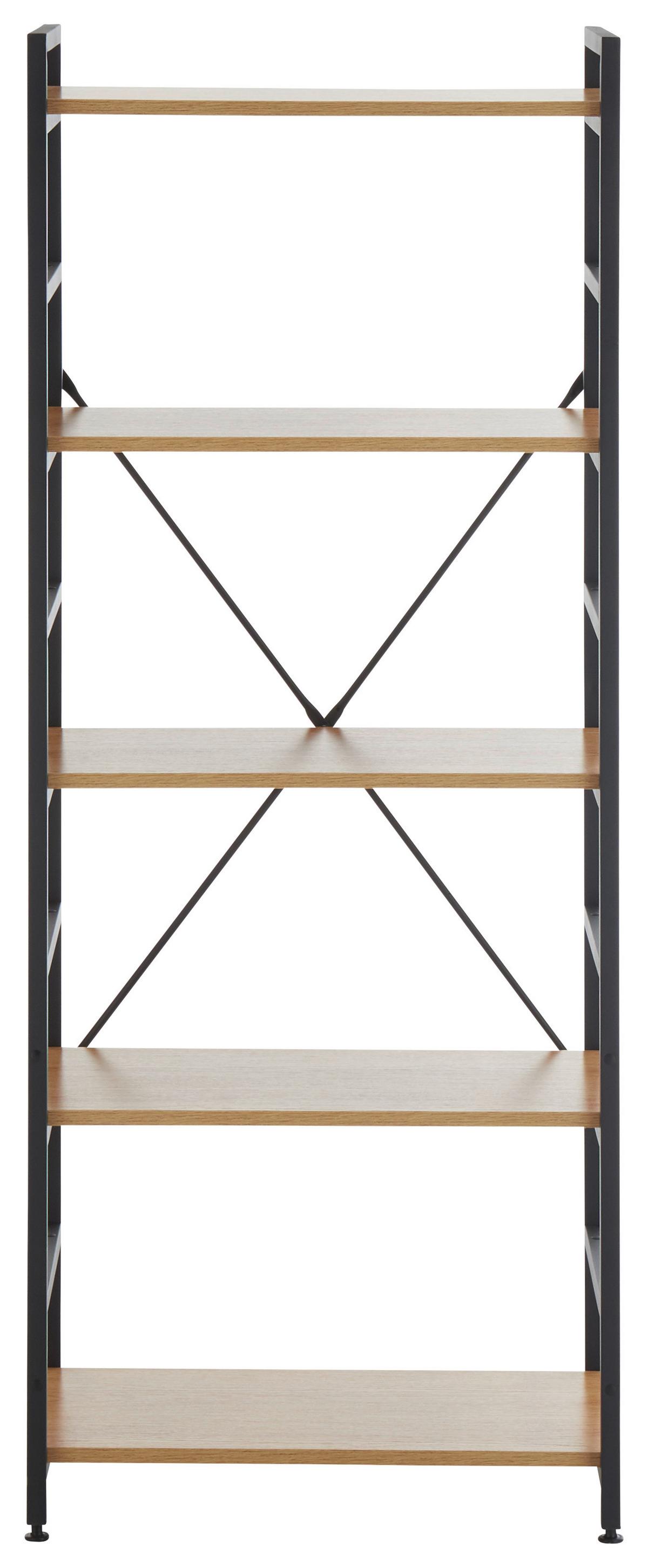 REGAŁ BRANCA - kolor dębowy/czarny, Design, materiał drewnopochodny/metal (60/151/34cm)