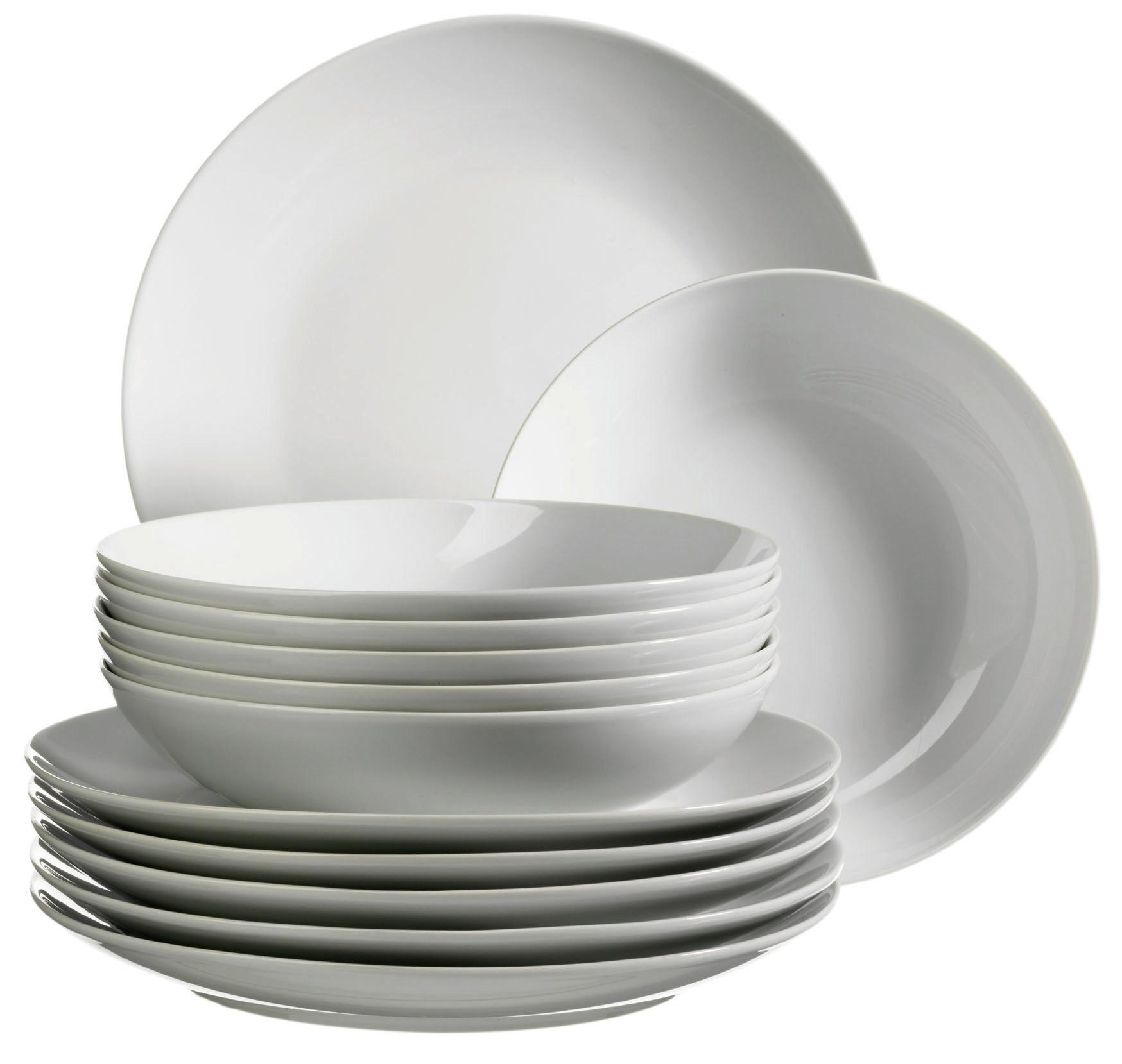 Tafelservice Barca Weiß, 12-teilig - Weiß, Basics, Keramik - Mäser