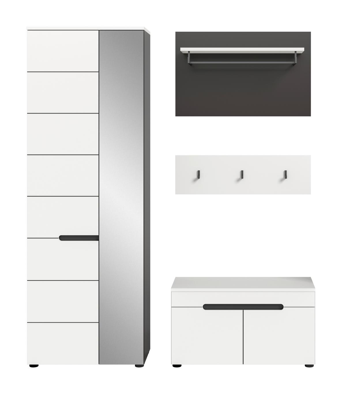 Predsoba Canu, Bela, Siva, 3-Delna - siva/bela, Design, leseni material (160/190/37cm) - Livetastic