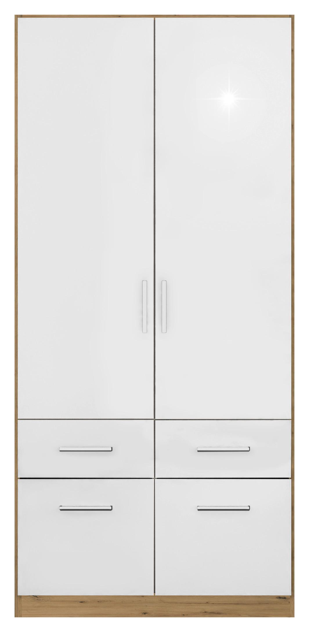 Ormar S Klasičnim Vratima Berlin - hrast Artisan/bijela visoki sjaj, Moderno, drvni materijal/plastika (91/210/54cm) - Modern Living