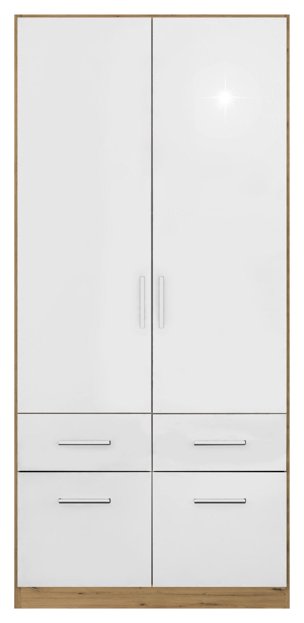 Ormar S Klasičnim Vratima Berlin - hrast Artisan/bijela visoki sjaj, Moderno, drvni materijal/plastika (91/210/54cm) - Modern Living
