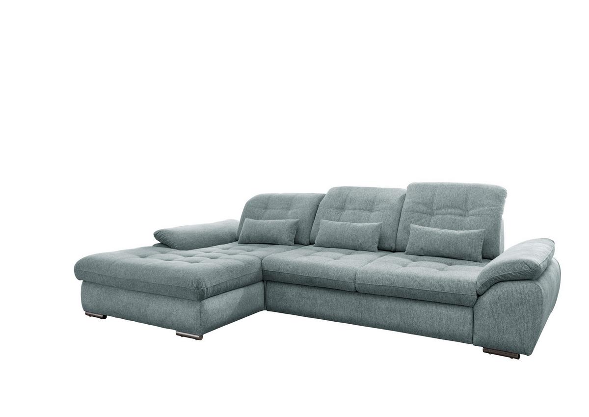 Ecksofa Rigatti mit Bettkasten ca. 184x314 cm Mint - Blau/Chromfarben, MODERN, Textil/Metall (184/314cm) - Livetastic