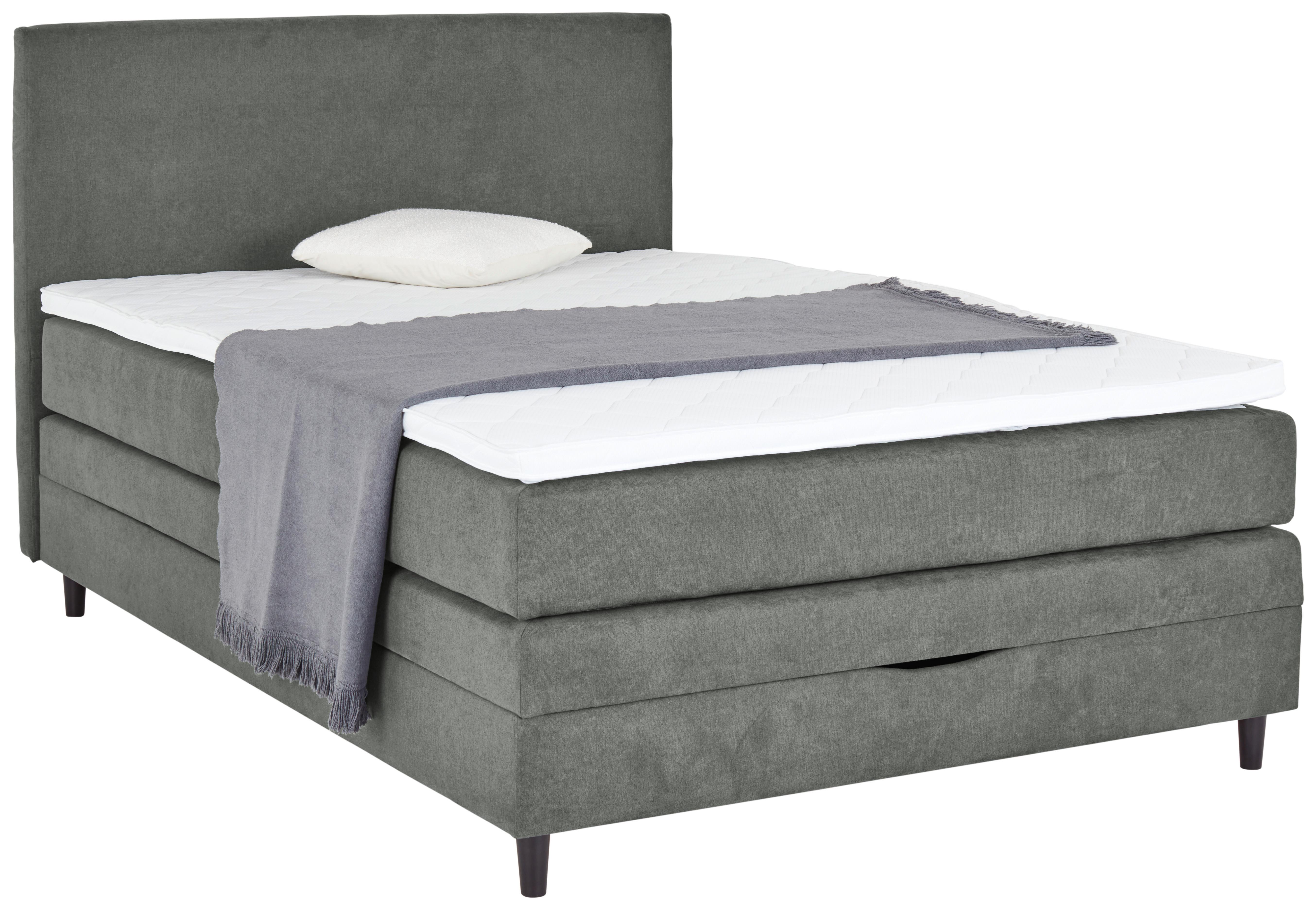 Boxspring Krevet Kleopatra - tamno siva, Konvencionalno, drvni materijal/tekstil (140/200cm) - Modern Living