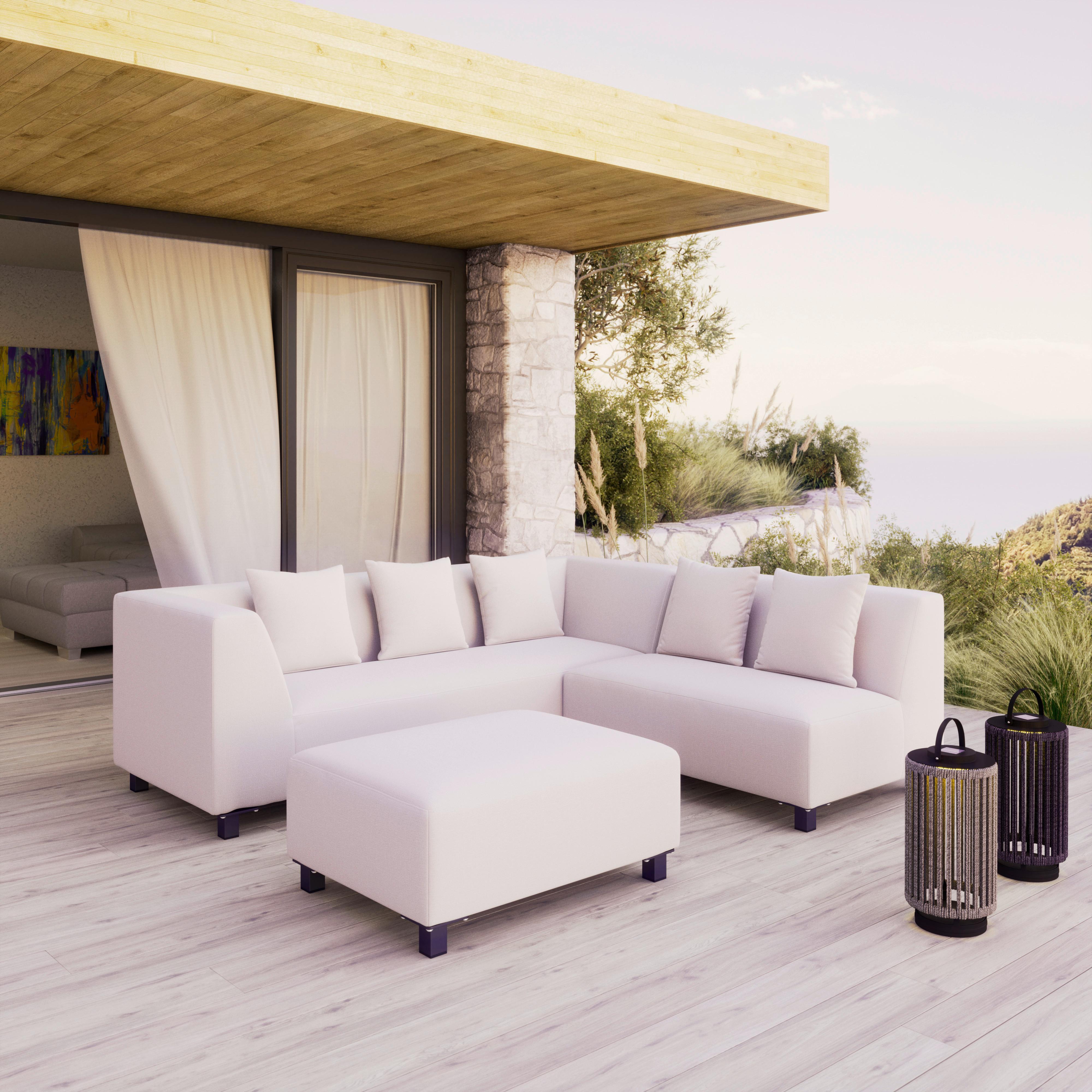 Loungegarnitur Andonia Hellgrau Textil/Metall - Hellgrau/Grau, Modern, Textil/Metall (227/72/85cm) - Bessagi Garden