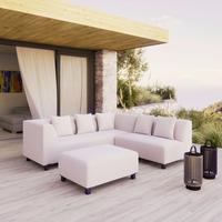 Loungegarnitur Andonia Hellgrau Textil/Metall - Hellgrau/Grau, Modern, Textil/Metall (227/72/85cm) - Bessagi Garden