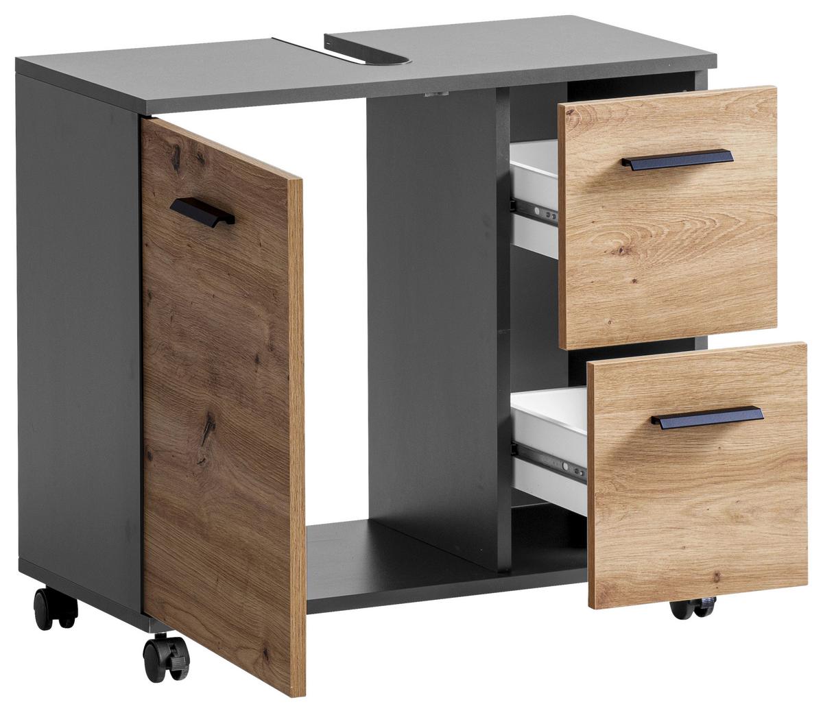 Omarica Za Pod Umivalnik Palermo, Antracit - črna/antracit, Konvencionalno, kovina/umetna masa (65,1/60/32cm) - Stylife