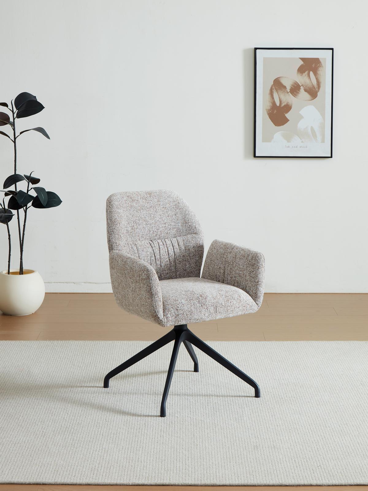 KRZESŁO Z PODŁOKIETNIKAMI VIOLA -EXKLUSIV- - beżowy/czarny, Design, metal/tkanina (62/89/63cm) - Dieter Knoll