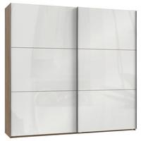 Schwebetürenschrank Level 36D ca. 250 cm Weiß/Eiche Dekor - Chromfarben/Weiß Hochglanz, MODERN, Holzwerkstoff/Metall (250/236/65cm) - MID.YOU