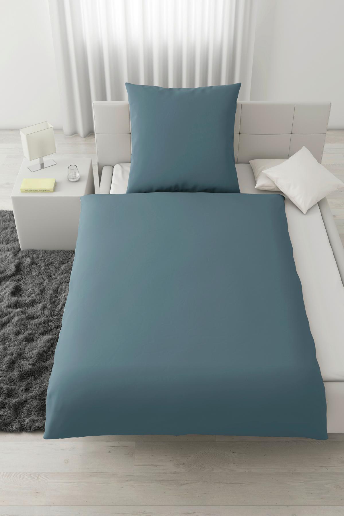 Bettwäsche Bio-Anna Blau ca. 135x200cm - Blau, Natur, Textil (135/200cm) - ecoTree