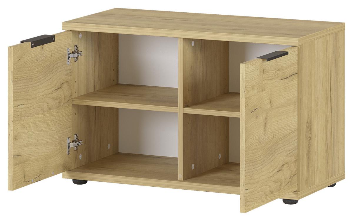 SCHUHBANK GW-FREMONT - Eichefarben/Schwarz, KONVENTIONELL, Holzwerkstoff/Kunststoff (75/48/37cm) - Germania