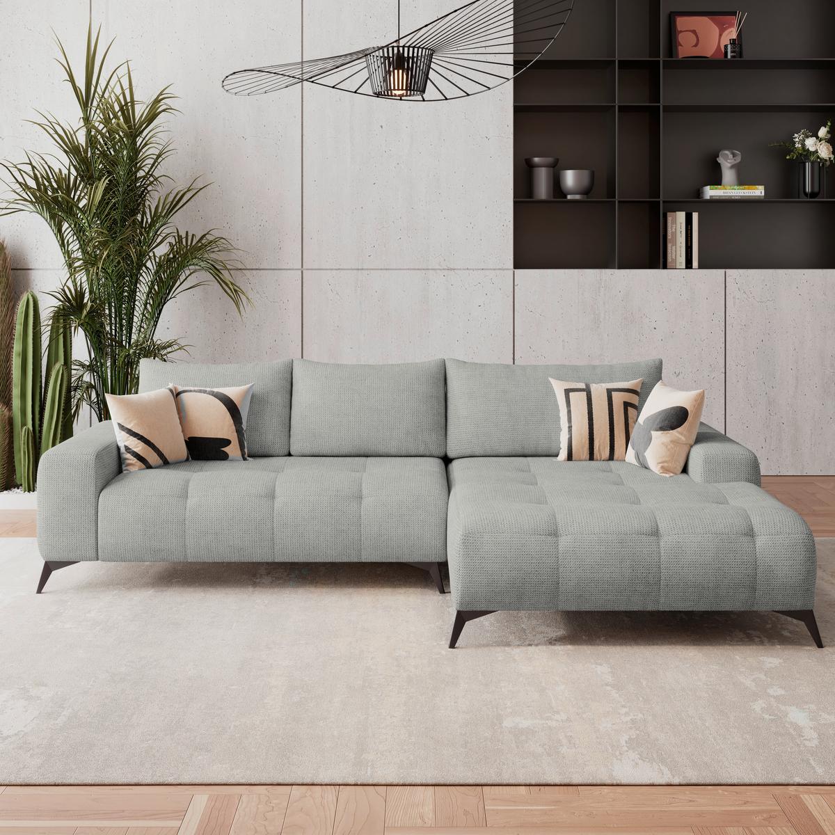 Kutna Garnitura Mauro - svijetlo siva/crna, Trend, tekstil/metal (290/175cm) - Luca Bessoni