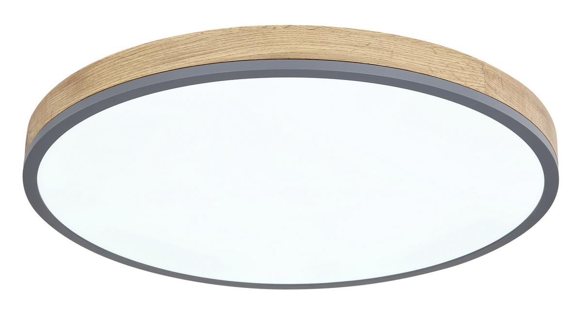 LED-Deckenleuchte Doro max. 40 Watt - Opal/Graphitfarben, Natur, Holzwerkstoff/Kunststoff (60/8,5cm) - Globo