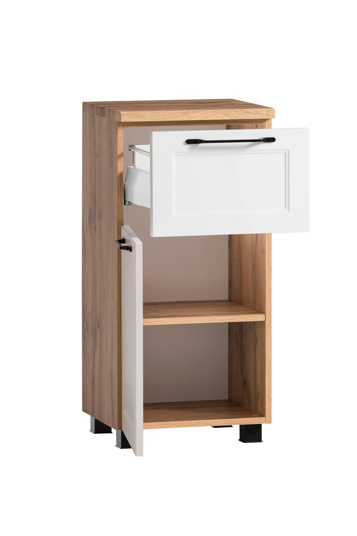 Unterschrank Elmau in Weiß/Eiche - Eiche Wotan/Schwarz, ROMANTIK / LANDHAUS, Holzwerkstoff/Kunststoff (40/79cm)