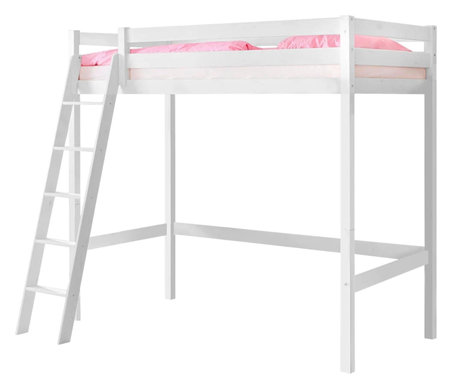 Hochbett Matthias ca. 90x200 cm Kiefer Weiß - Weiß, Basics, Holz (90/200cm) - Livetastic