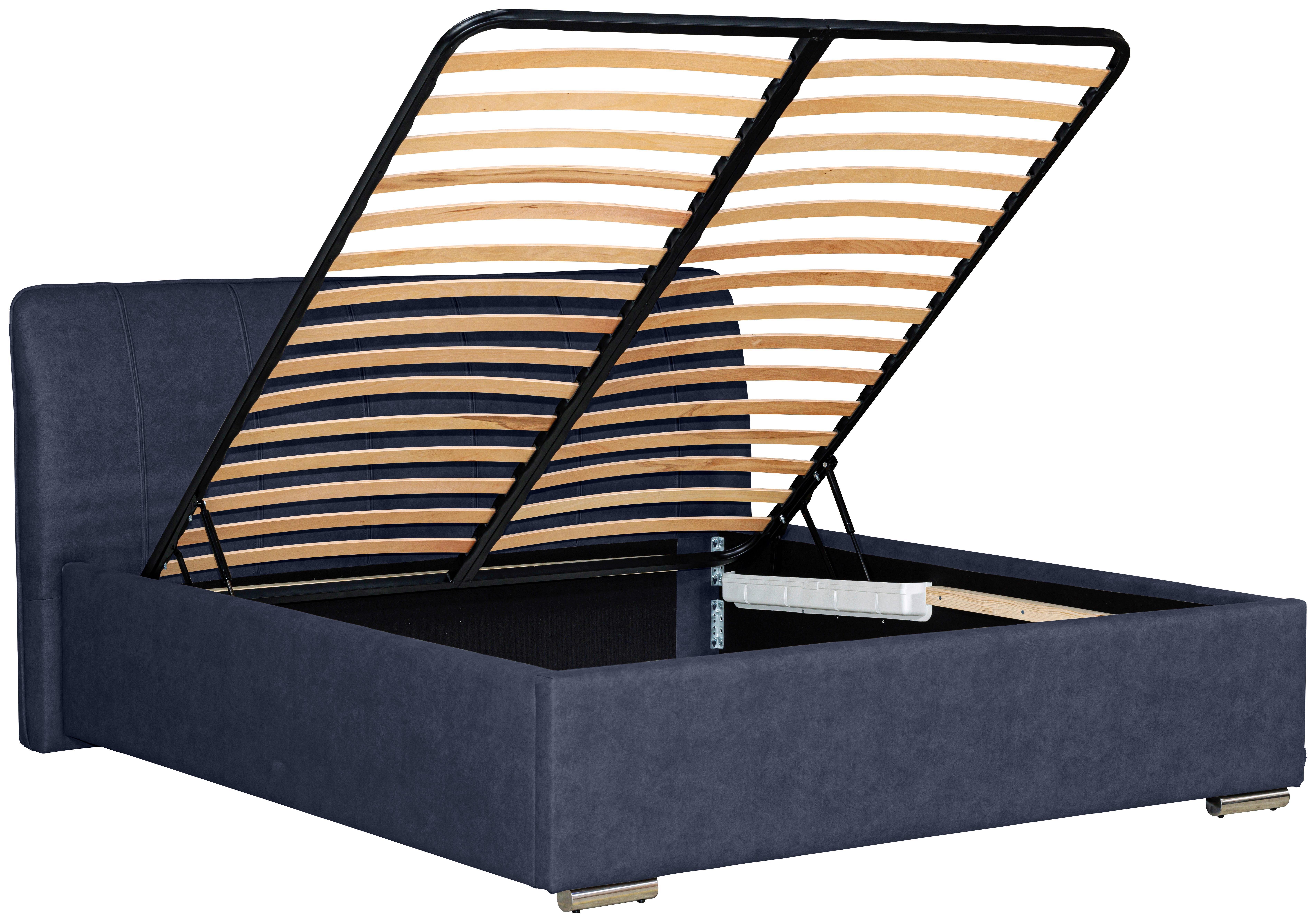 Oblazinjena Postelja France Storage, 160x200, Modra - barve kroma/modra, Basics, kovina/tekstil (160/200cm) - Modern Living