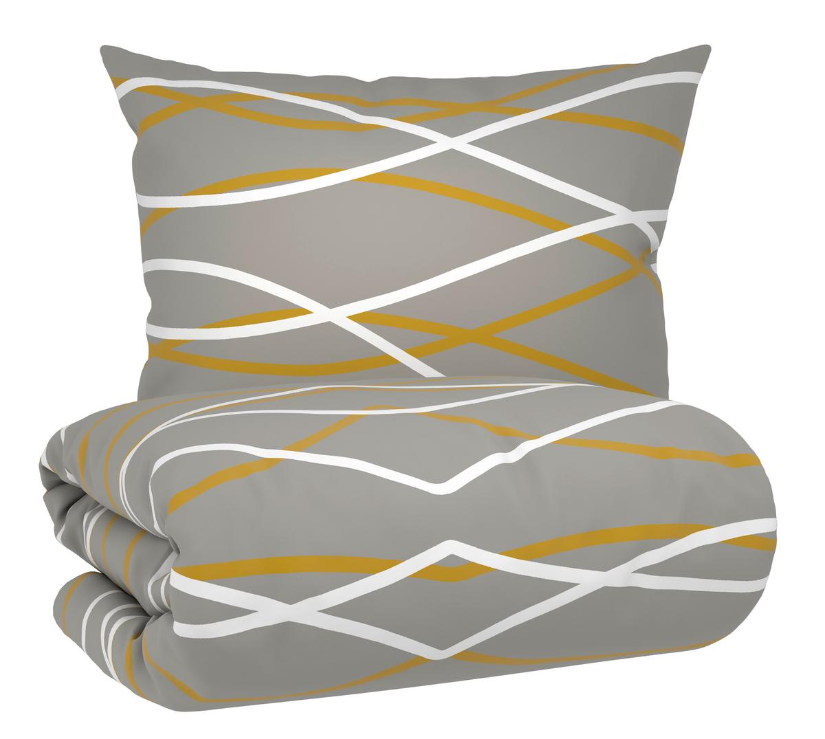 Lenjerie de pat Welle, cca. 140x200/50x70 cm - auriu/gri, Modern, textil (140/200cm) - Mömax