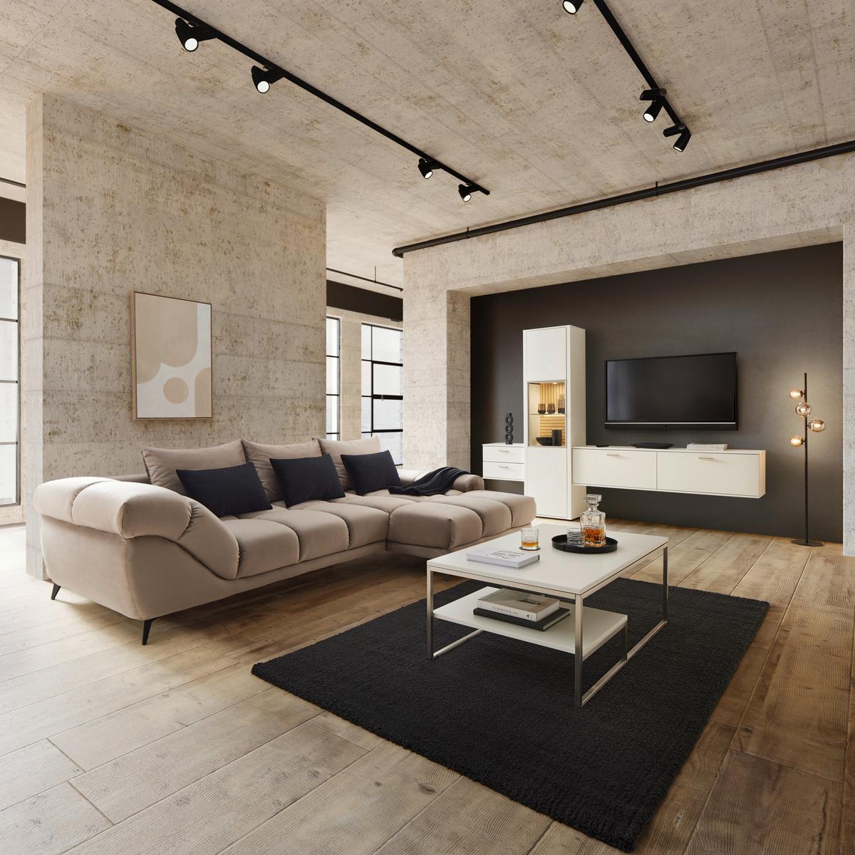 TV-Element Studio 11 in Weiß - Alufarben/Weiß, MODERN, Holzwerkstoff/Metall (53/39/38cm) - Premium Living
