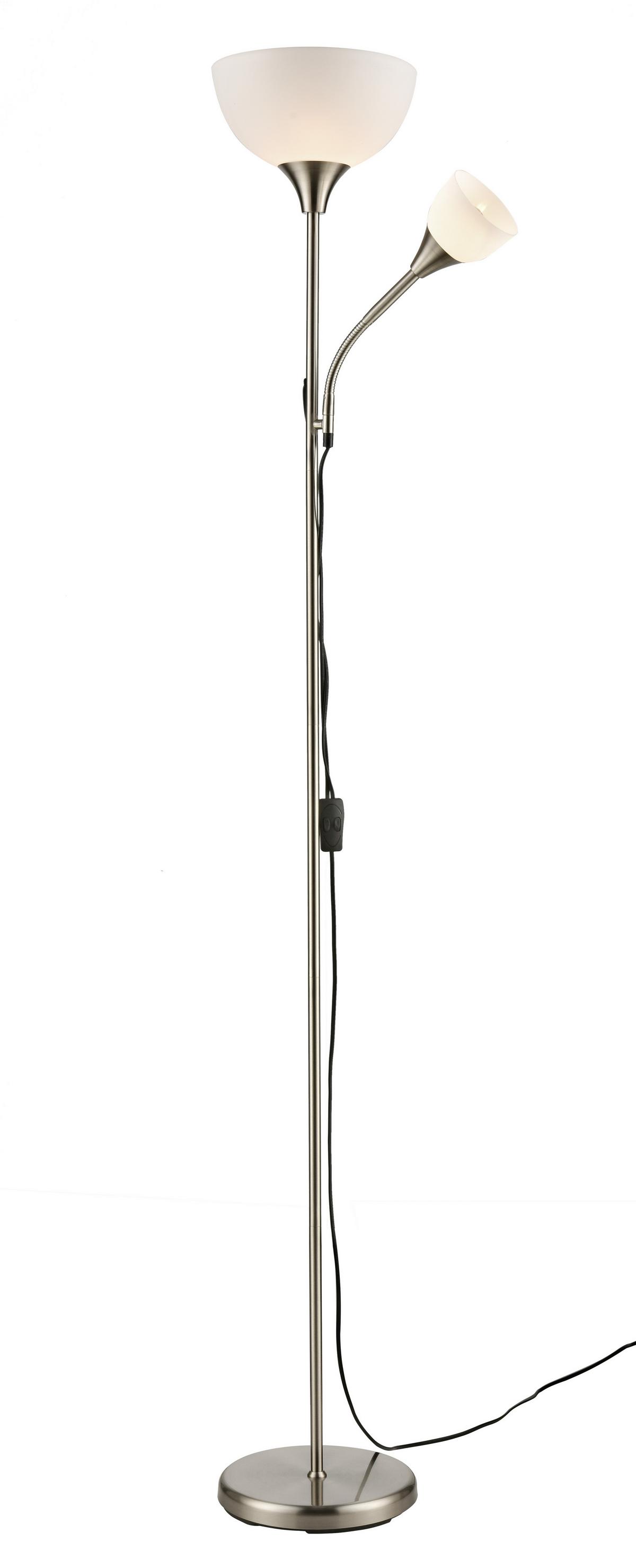 LAMPA STOJĄCA HIPPO  *SBB* - biały/kolor niklowy, Basics, tworzywo sztuczne/metal (25/181,5cm) - Boxxx