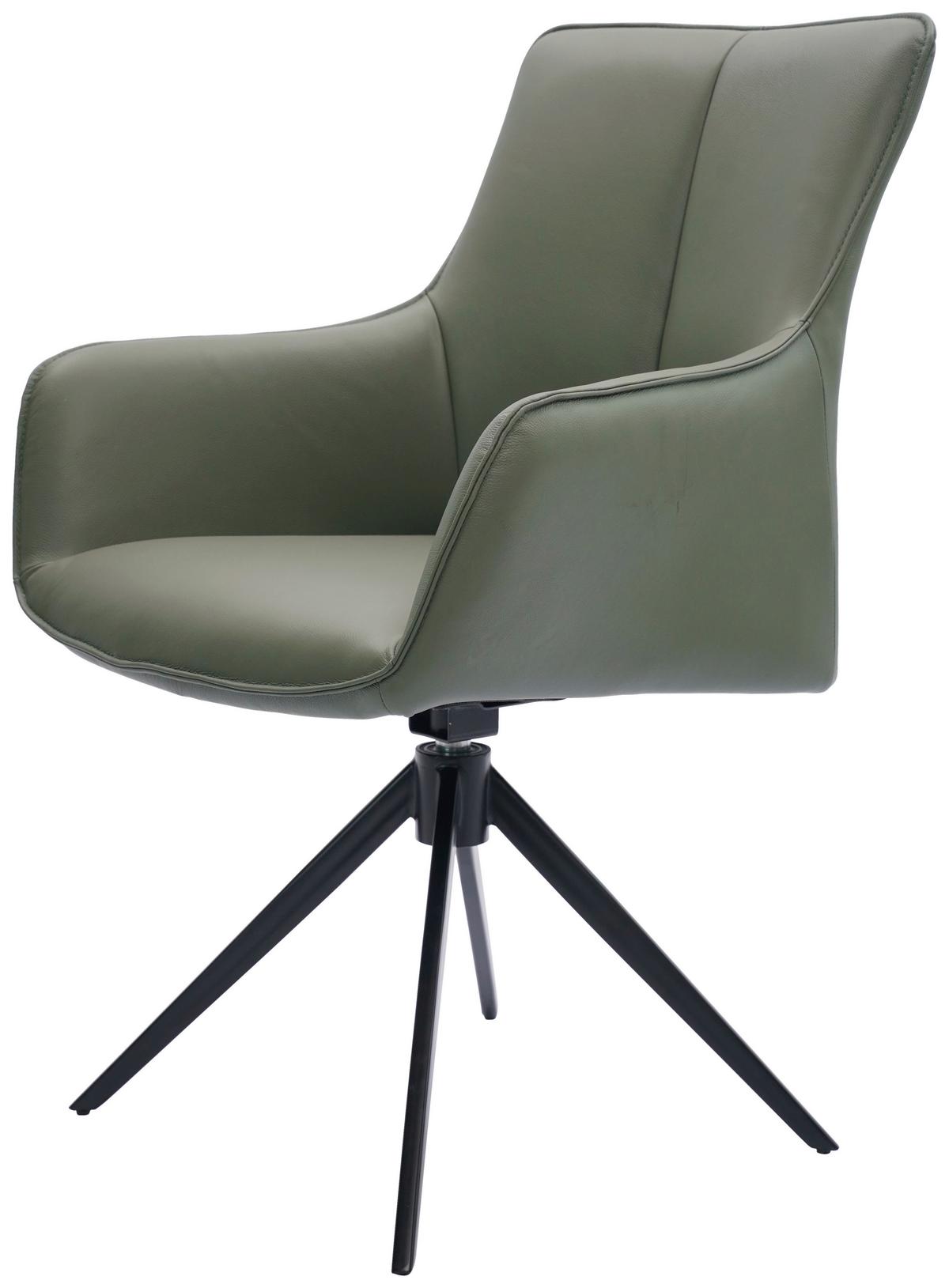 KRZESŁO Z PODŁOKIETNIKAMI YUKI -EXKLUSIV- - zielony/czarny, Design, skóra/metal (64/87/60cm) - Novel