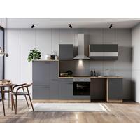 Küchenblock Merle m. Geräte Grau - Edelstahlfarben/Eichefarben, Basics, Glas/Holzwerkstoff (310cm) - Respekta