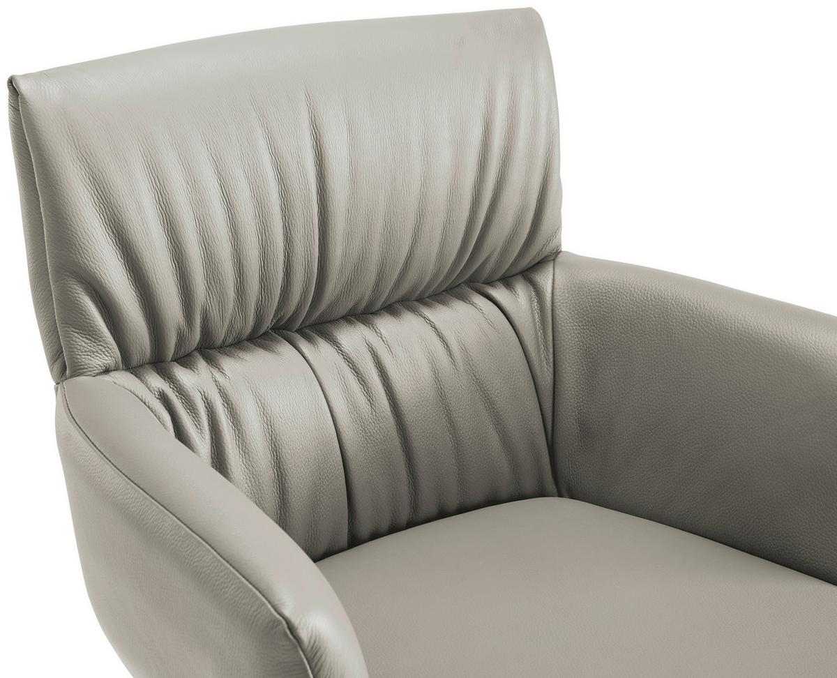 KRZESŁO Z PODŁOKIETNIKAMI PARIS -EXKLUSIV- - czarny/cappuccino, Design, skóra/metal (64/86/63cm) - Dieter Knoll