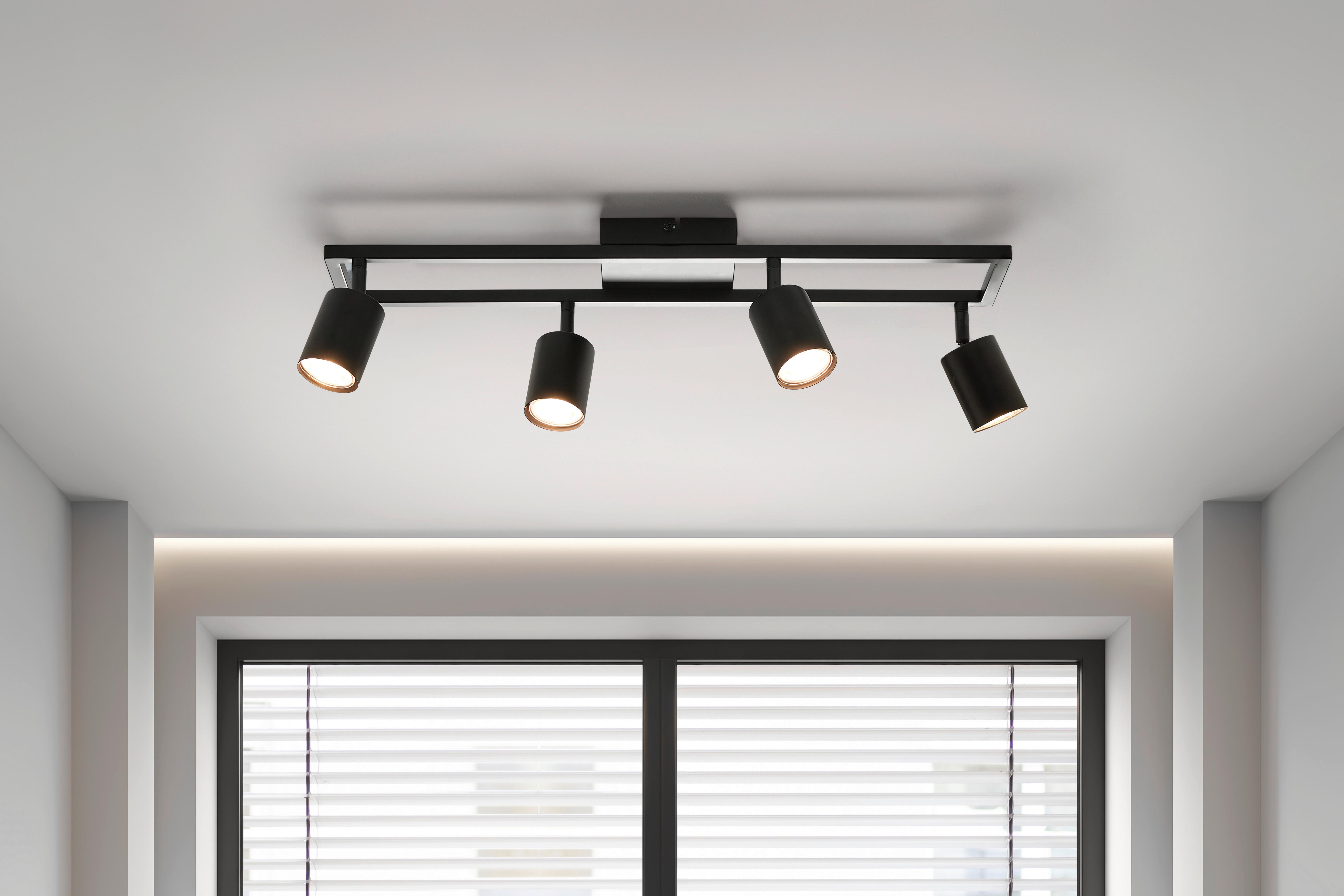 Deckenleuchte Rit Schwarz max. 25 Watt - Schwarz, MODERN, Metall (60/12/15.5cm) - Mömax