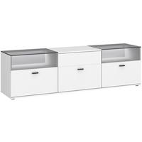 Comodă TV RION - alb, Modern, sticlă/material pe bază de lemn (180/53/50cm) - Modern Living