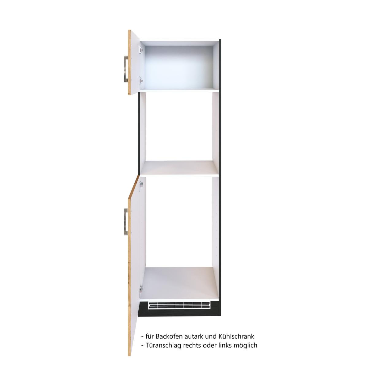 Held Backofen-/Kühlschrank Umbauschrank ca. 60 cm Eiche - Chromfarben/Eichefarben, MODERN, Holzwerkstoff/Metall (60/200/60cm) - Held