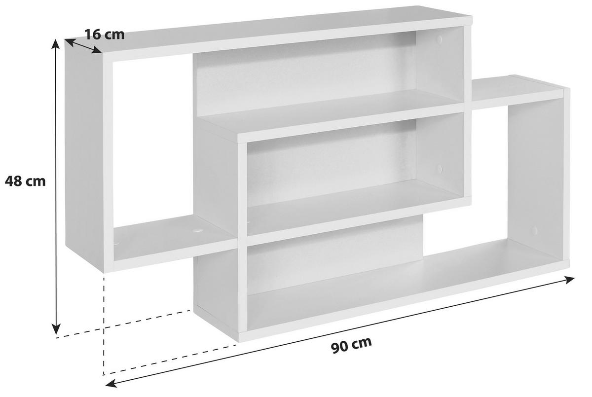 Raft de perete Dream - alb/gri, Modern, material pe bază de lemn (90/48/16cm) - Modern Living