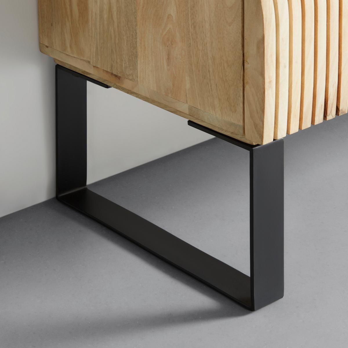 SIDEBOARD WAVE -TREND- - Schwarz/Naturfarben, Modern, Holz/Metall (120/90/40cm) - Premium Living