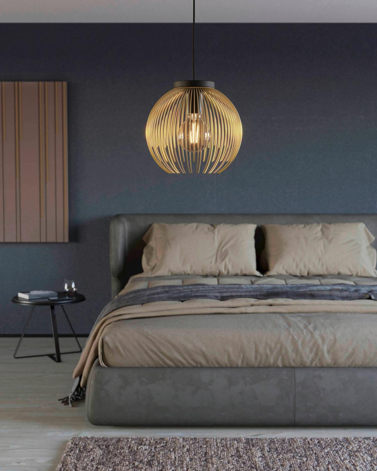 LAMPA WISZĄCA 900166* VENEZUELA - czarny/kolor złoty, Trend, metal (23,5/110cm)