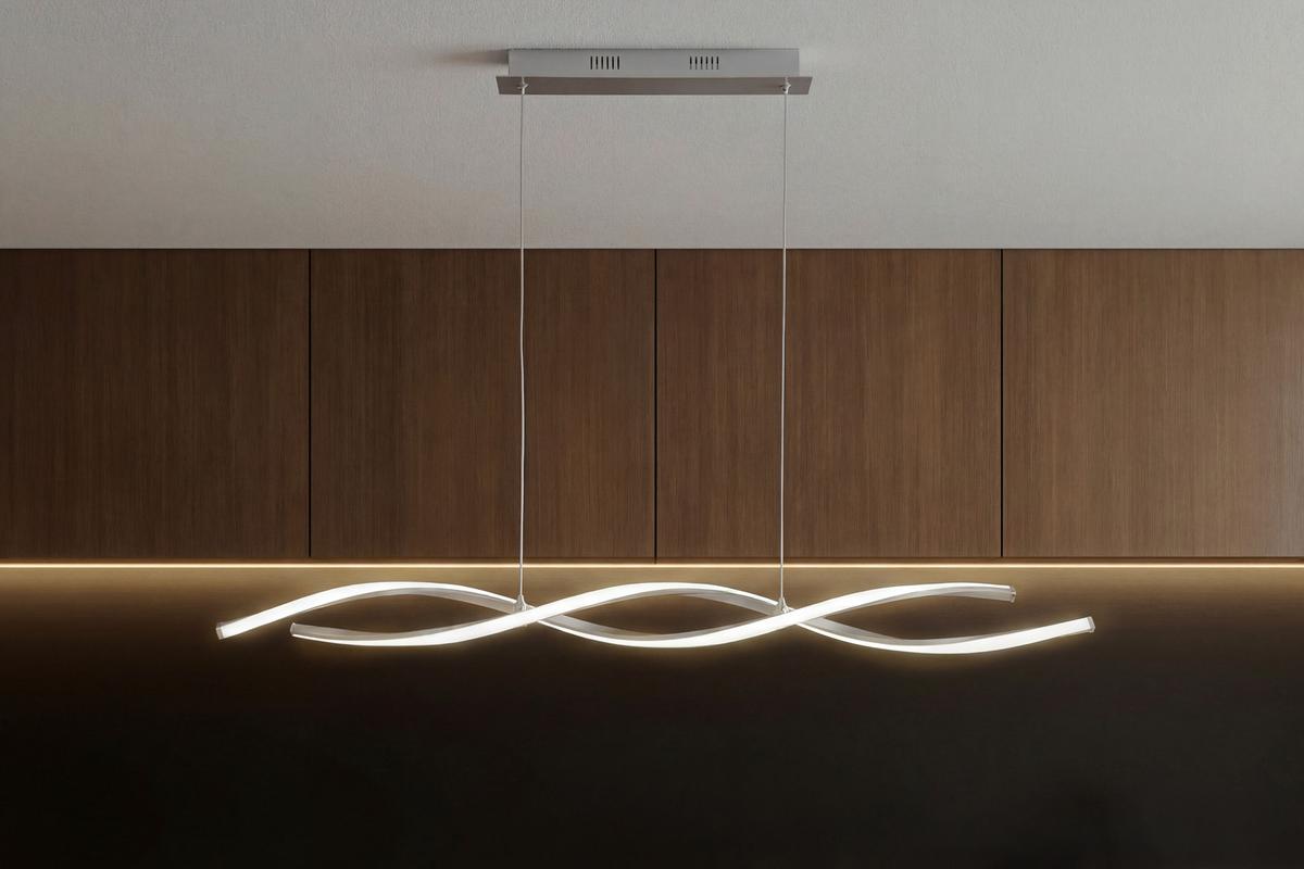 LAMPA WISZĄCA LED 9142-55 POLINA - kolor niklowy, Design, metal (110/8/140cm) - Paul Neuhaus