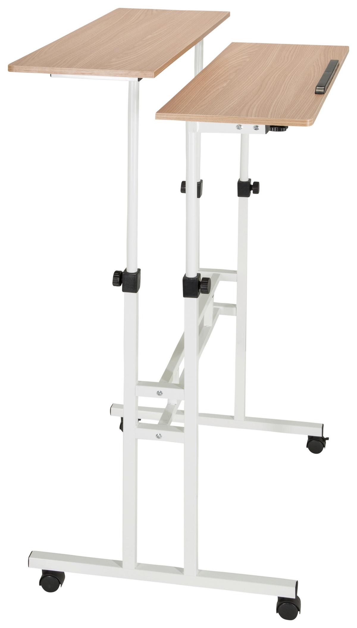 Pisalna Miza Workstation I, Bela, Hrast - barve hrasta/bela, Basics, kovina/umetna masa (120/82-128/60cm) - MID.YOU