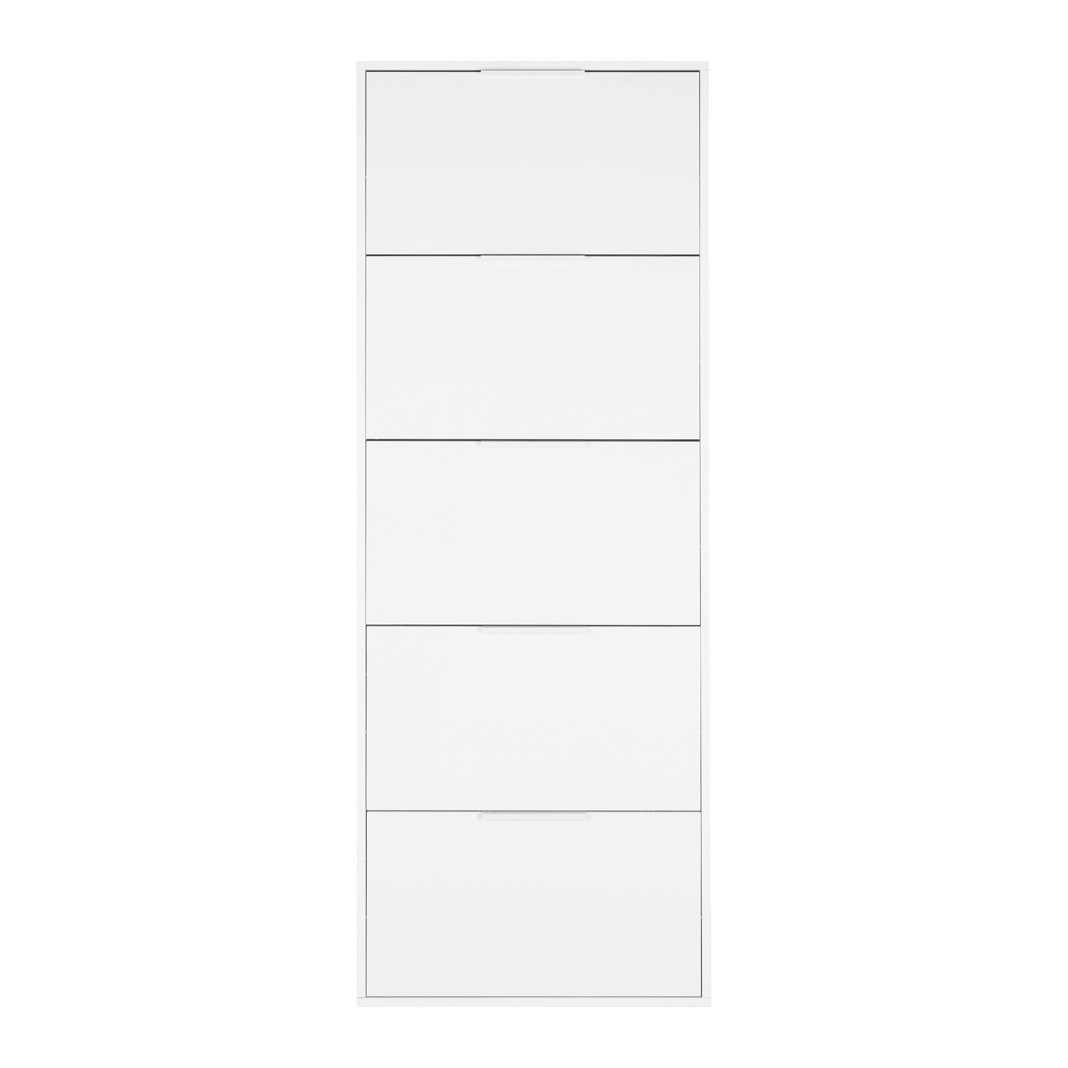 Schuhkipper Espresso Weiss Hochglanz - Weiss Hochglanz, Konventionell, Holzwerkstoff (65/174/15cm) - Mömax