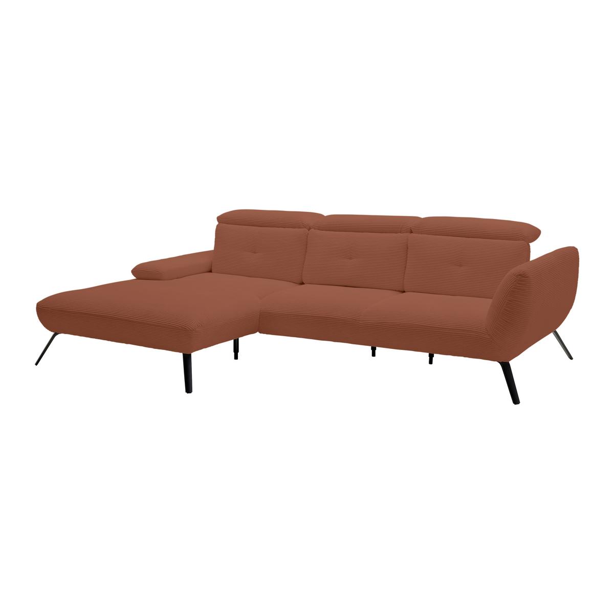 Wohnlandschaft Seattle Kupferfarben - Schwarz/Weiß, MODERN, Holzwerkstoff/Textil (196/87-107/301cm) - Premium Living