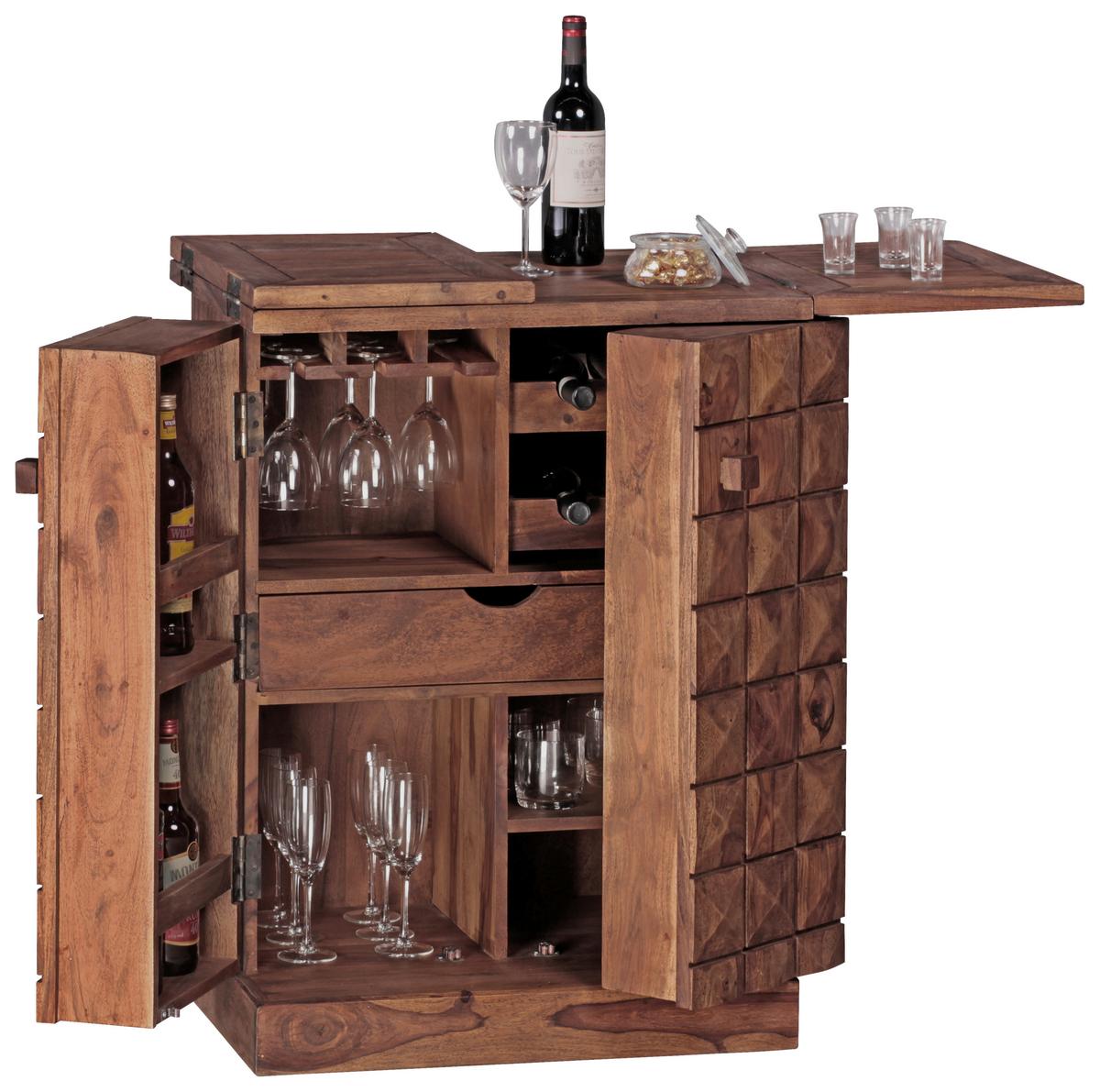 Barschrank ca. 64x91 cm Sheesham massiv - Sheeshamfarben, Design, Holz (64/91/50cm) - MID.YOU
