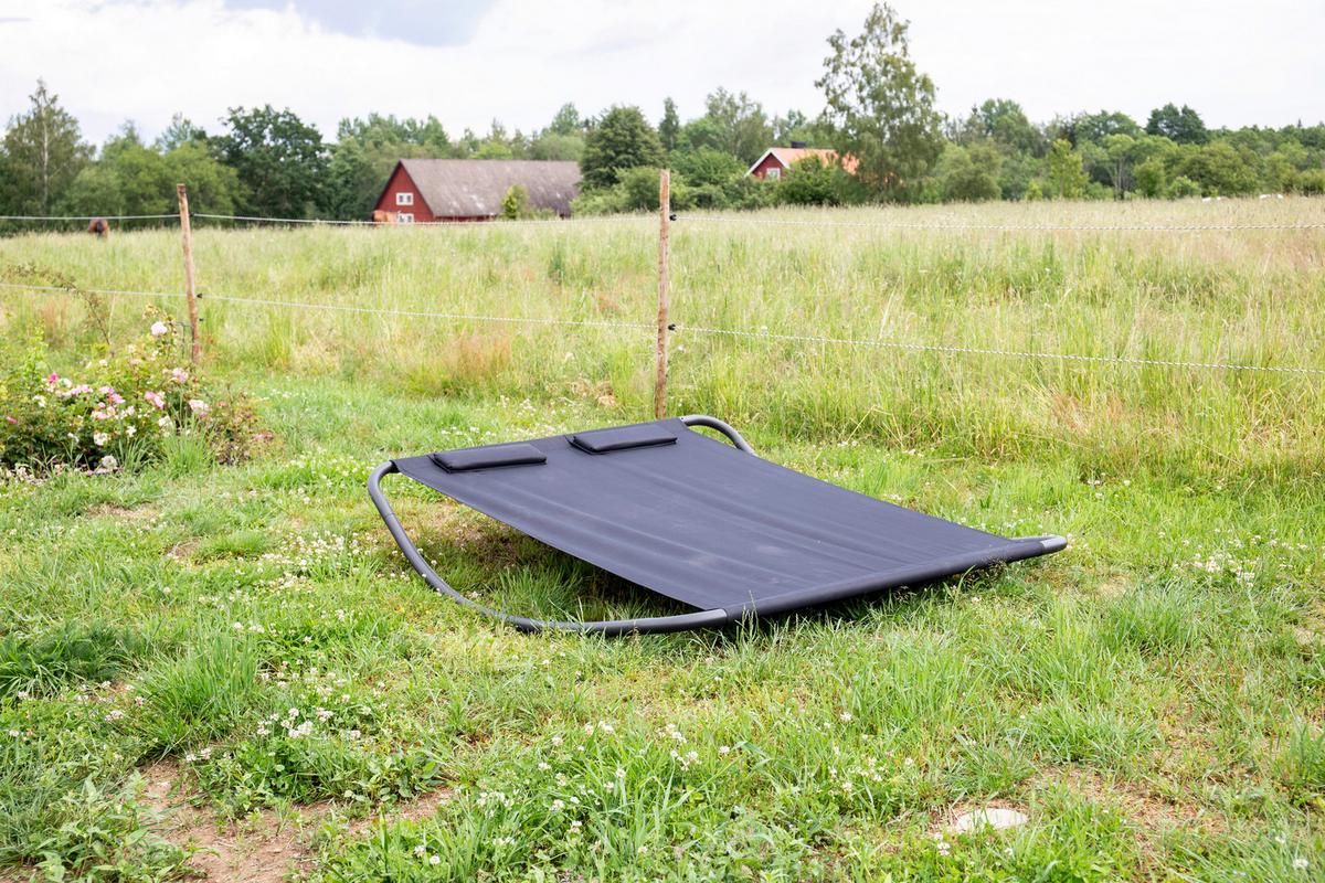 Sonnenliege Gordo ca. 180x48x200 cm Schwarz - Schwarz, KONVENTIONELL, Textil/Metall (180/48/200cm) - Gardenson