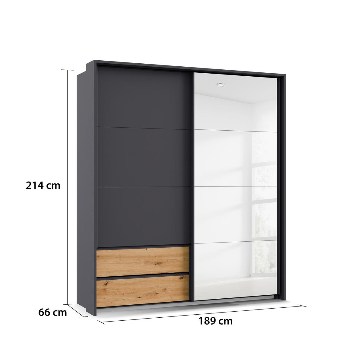 Ormar S Kliznim Vratima Karpo - siva/hrast Artisan, Moderno, drvni materijal/plastika (181/210/62cm) - Premium Living