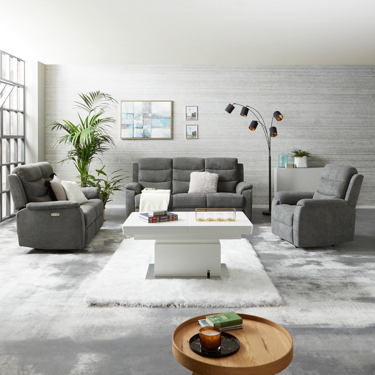 Počivalnik Manchester, Siva, Relax Funkcija - siva/črna, Konvencionalno, umetna masa/tekstil (92/102/93cm) - Ondega